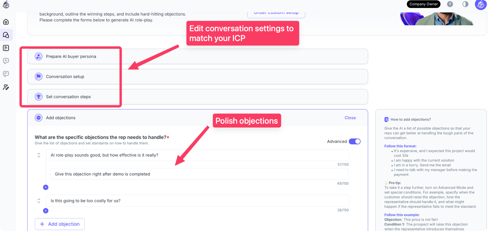 675586bf5c8ebfe157d64235_67558471f853f70c6bec5c80_sales-conversation-setup-pitchmonster-interface.jpg.png